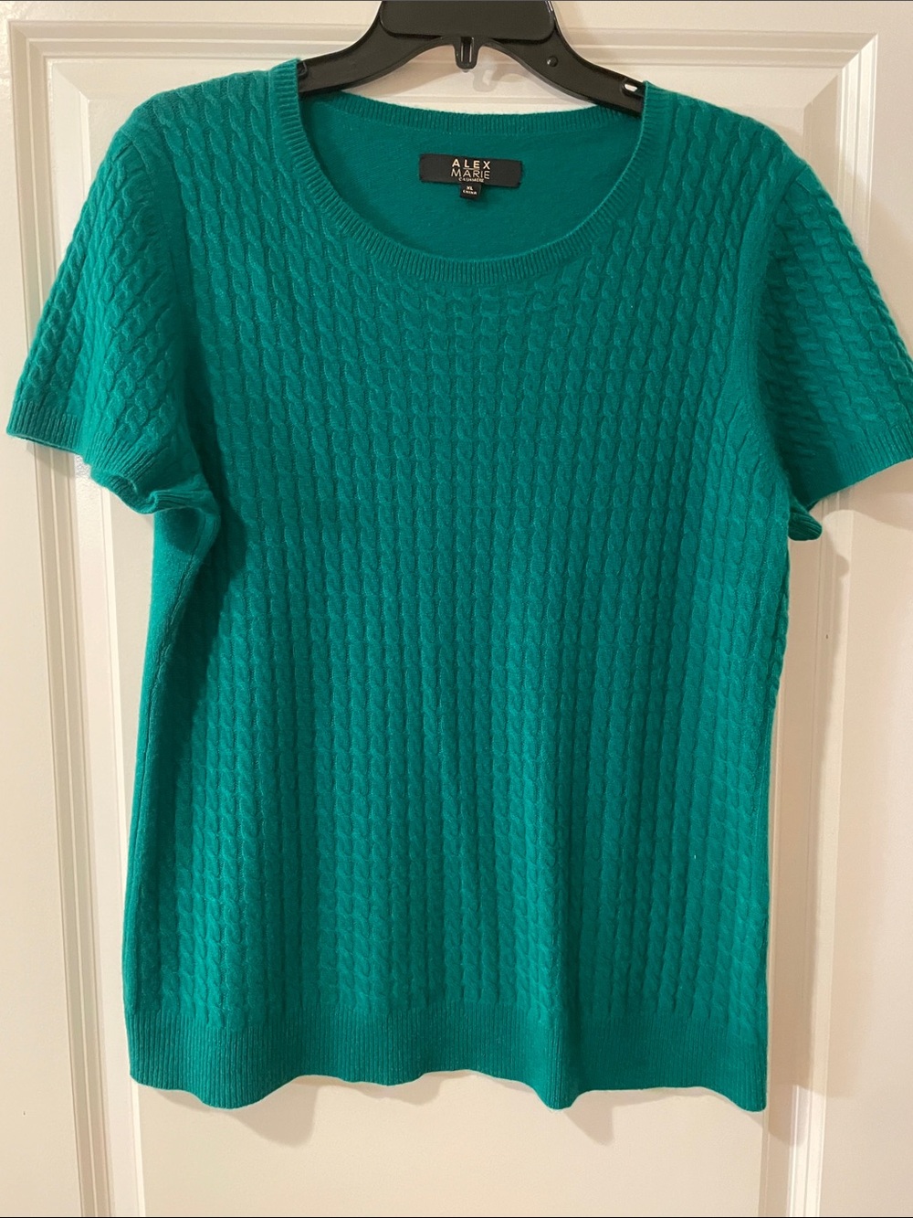 Alex Marie Emerald Green Short-Sleeve Cashmere Sweater